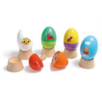 Knutsel Eierschommel – maraca‑houten speeltje voor 12 maanden en ouder