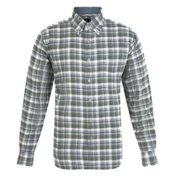 Dobell Green‑Grey Striped Cotton Polo – Small
