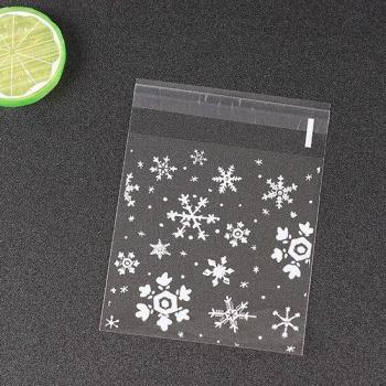 50pcs White Snowflake Sweet Treat Bags 10x10+3cm