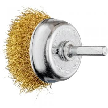 PFERD Cup Brush Crimped TBU 50mm 6mm Shank Brass Wire 0.20mm