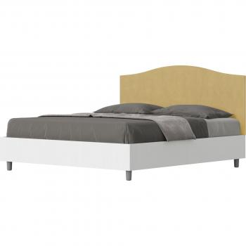 Doble Contenedor 160x190 Blanco con Cabecero Microfibra Ocre
