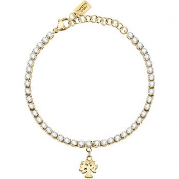 Steel & Crystal Tennis Bracelet – Gold Finish (Unisex)