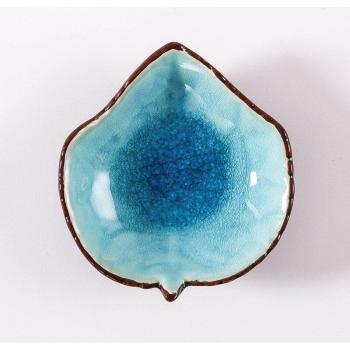 Leaf Shape Ice Crack Ceramic Sushi Tray