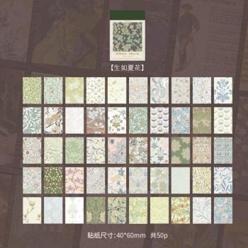 Dekorative Aufkleber für Scrapbooking – 50 Blätter mit Van Gogh, Monet und Mucha Motiven