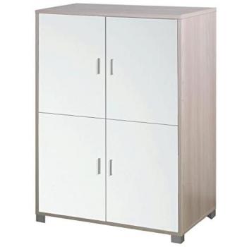 Mobile Ufficio 4 Ante Olmo Chiaro e Bianco Lucido 107 x 41 x 162 cm