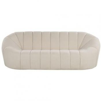 Beliani LOMMA Glamour Sofa 3-Sitzer Weiß Bouclé ohne Armlehnen
