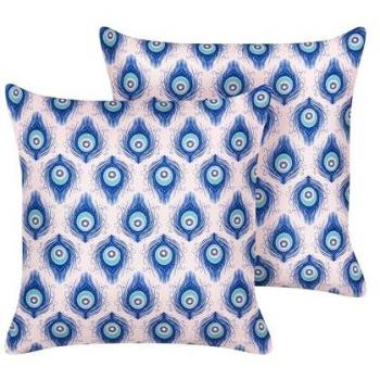 Gartenkissen Set 2er Mehrfarbig 45 x 45 cm mit Pfauenmuster