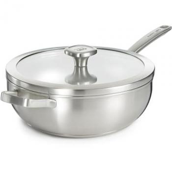 BergHoff Wok Inox Recyclé 28 cm – Couvercle – Poignée Longue