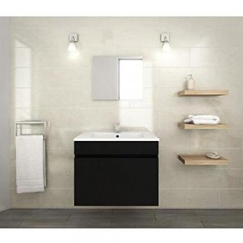 Kit Salle de Bain Luna 60 cm – Vasque, Miroir, Meuble – Noir Mat