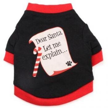 Holiday Santa Letter Dog T-shirt (Black, XS-L)