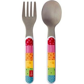 Sigikid, couverts de table pour enfants, Rainbow Rabbit, 24870, fourchette et cuillère, inox et plastique ABS, 14 cm