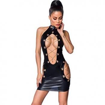 SARESIA Cutout Gogo Clubwear Wetlook-Minikleid