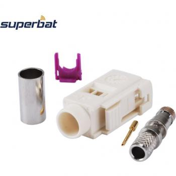 Superbat 10er Set Fakra B Weiß/9001 Buchse für Auto-Radio Antenne mit Phantom Crimpanschluss für LMR195 RG58 RG142 RG400 Kabel