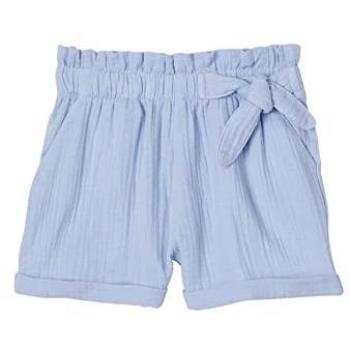 Short fille en coton léger style paperbag bleu