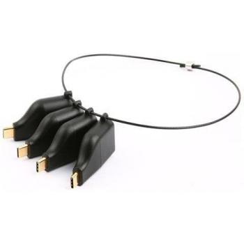 Deltaco Office USB‑C Ring Adapter – Universeller mDP/DP/VGA/HDMI Switch (Schwarz)