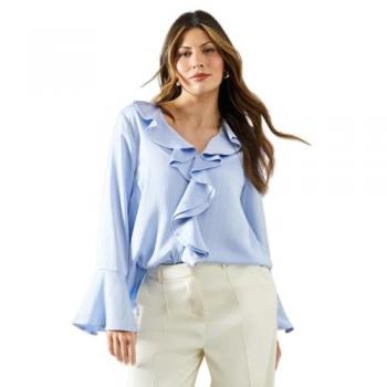 Ruffled Sleeve Crinkle Stripe Shirt