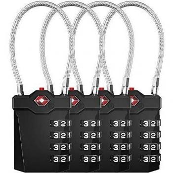 TSA Schloss 4 Stellig, Kofferschloss, Gepäckschlösser, TSA Reisekoffer Zahlenschloss mit Alarmanzeige