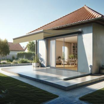 Vitrine murale loggia Amarite 3,00 x 2,00 m – motorisée avec interrupteur – finition blanc / écru