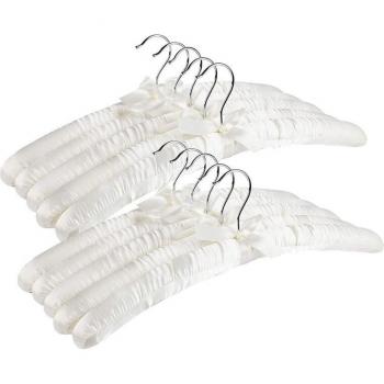 Perchas Acolchadas en Satén para Niños (9.8) – Paquete 10 – Color Blanco