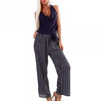 J. Stars Marlene‑Overall – Necktie-Jumpsuit mit Wasserfall‑Rippen, Größe L/XL