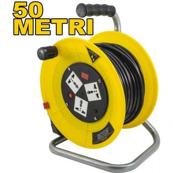 Cavo Avvolgibile Elettrico Schuko 3 Prese 50 Metri