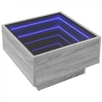 LED-Couchtisch Grau Sonoma 50x50x30 cm Holzwerkstoff