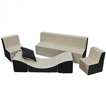 Ensemble de Mobilier pour Chambre d'Enfant: 2 Fauteuils + Canapé + Pouf Beige-Gris