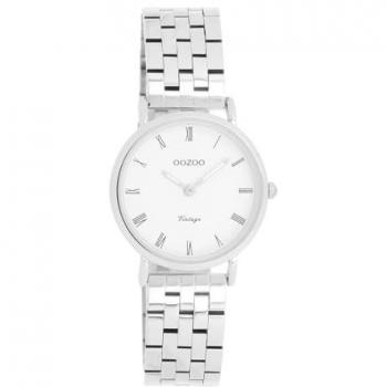 OOZOO Quarzuhr Vintage Damenuhr C20372 Weiss Edelstahlband 28 mm