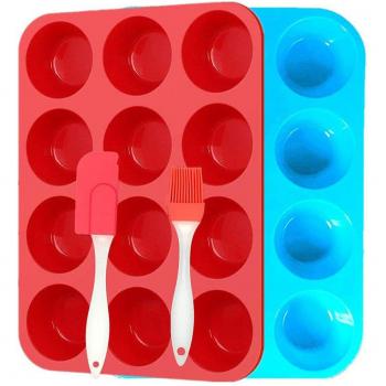 Silicone Half Sphere Baking Mold with 12 Holes and Brush