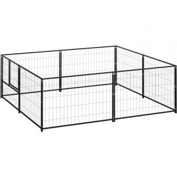 VidaXL Chenil Acier Noir 4 M²