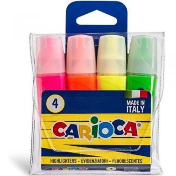 Evidenziatori Punta A Scalpello Carioca 5 Mm 4 Pz Colori Assortiti