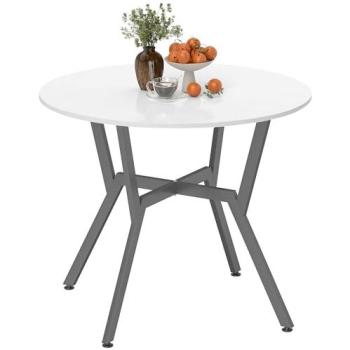 Mini Dining Table – White Gloss Surface with Black Metal Legs