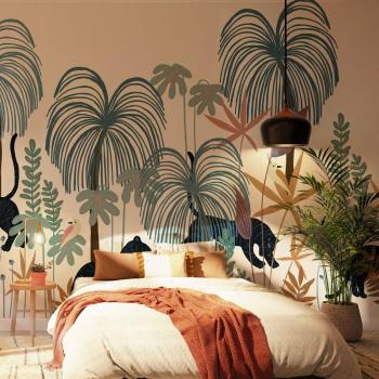 Selva y Tigres en Tonos Beige – Papel Pintado 225×250 cm