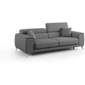 Divani.Store Fusion: Sofá con Asientos Extensibles 215 cm, Tejido Antimanchas Antracita