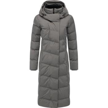 Wintermantel RAGWEAR „Pavla Long Soft YOUMODO“ – Damen, grau, 100 % Polyester, gefüttert und wattet