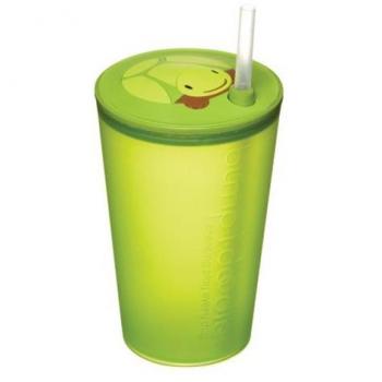 Vaso de polipropileno con tapa y pajita