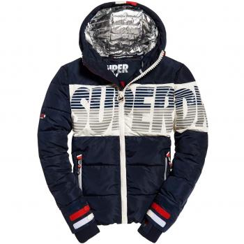 Superdry Herren Winter‑Jacke „Japan Breakers“ mit Kapuze, Utility‑Stil, XL Marineblau/Weiß
