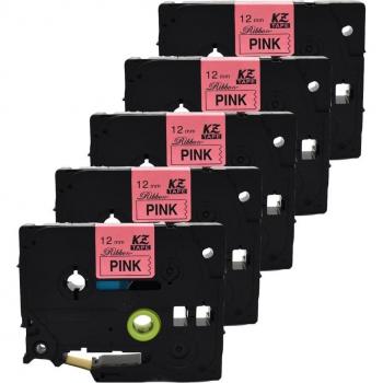 TZe-Band 12mm x 4m Schwarz auf Rosa für Hochzeiten und Partys