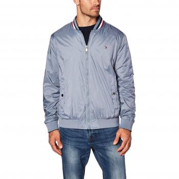 Tommy Hilfiger Herren Wende-Bomberjacke, Grau (Flint Stone 017), L