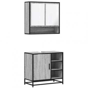 Set de Muebles de Baño 2 Piezas en Madera Contrachapada Gris Sonoma