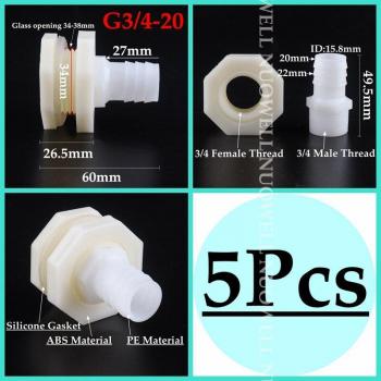 5Pcs 3/4 to 10-25mm Aquarium Inlet and Outlet Fitting