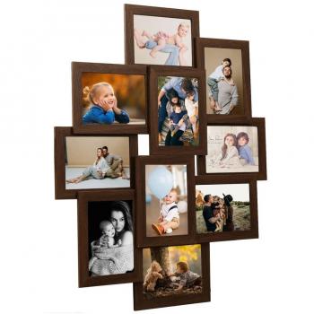 VidaXL 10-Picture Dark Brown MDF Collage Frame (10x15 cm)