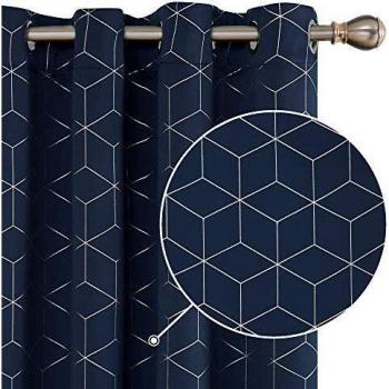 Deconovo Tende Doppie Isolanti 132x229 cm, Blu Navy, Design Diamante