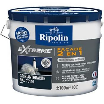 RIPOLIN Peinture Façade 2 en 1 – Anthracite Sous‑Couche