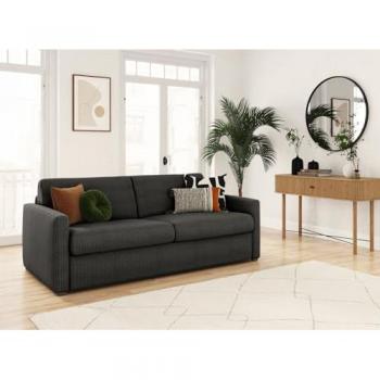 Canapé Convertible Velours Côtelé 140x190 gris foncé