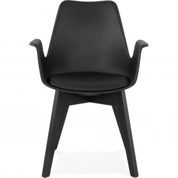 Fauteuil Alcapone noir en simili cuir avec accoudoirs