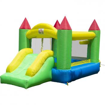 HOMCOM Red 12 EVA Tyre Push Scooter for Kids and Green Inflatable Bouncy Castle Combo