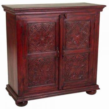 Consolle Intagliata in Legno Rosso 90 x 40 x 90 cm