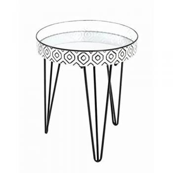 Table d'appoint HAKU Noir & Blanc 53cm Ø45cm Miroir