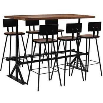 VidaXL Barset 7-TLG. Altholz Massiv Essgruppe